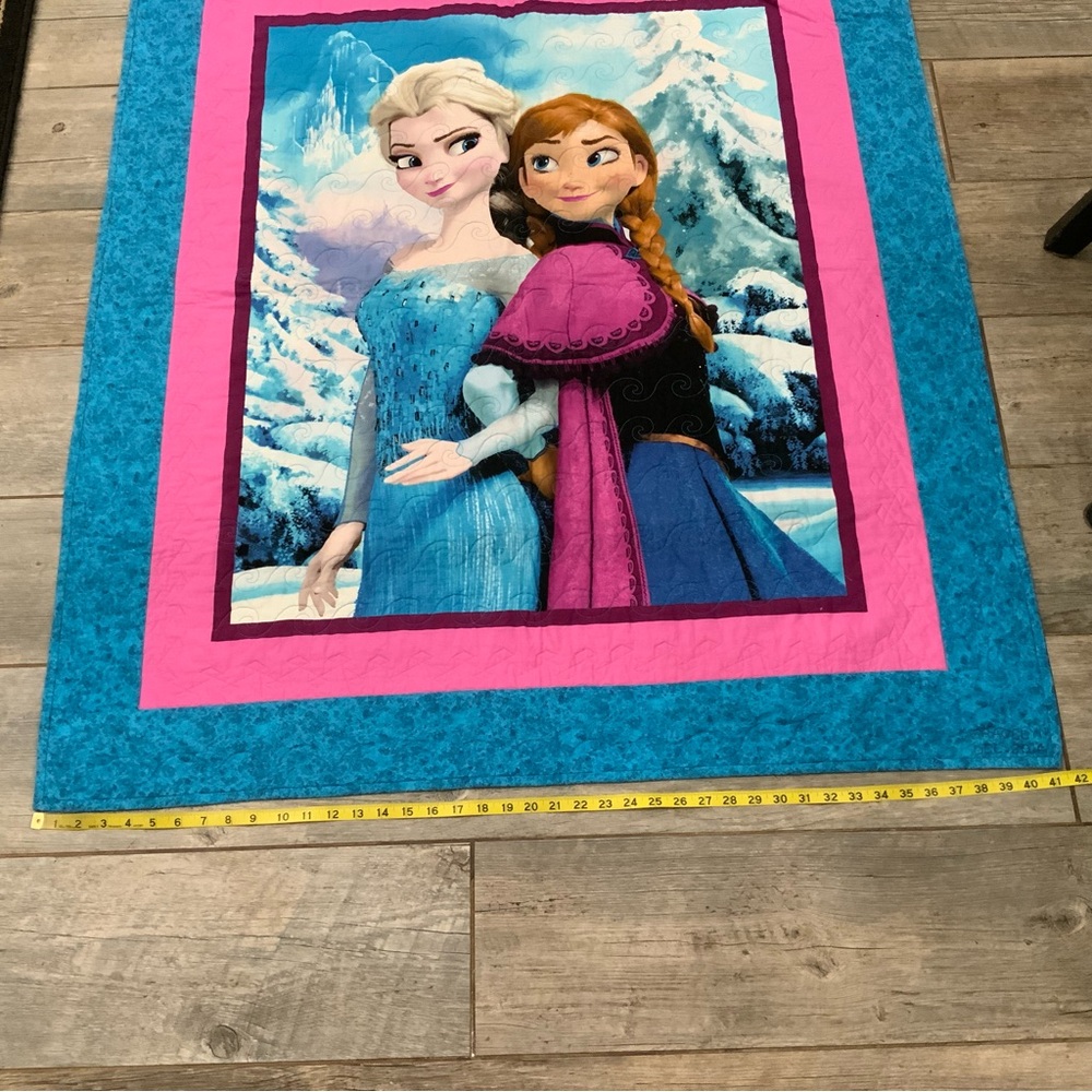 Disney Frozen Anna Elsa Handmade Patchwork Quilt 49x41” Lap Throw Display Crib - Picture 12 of 13